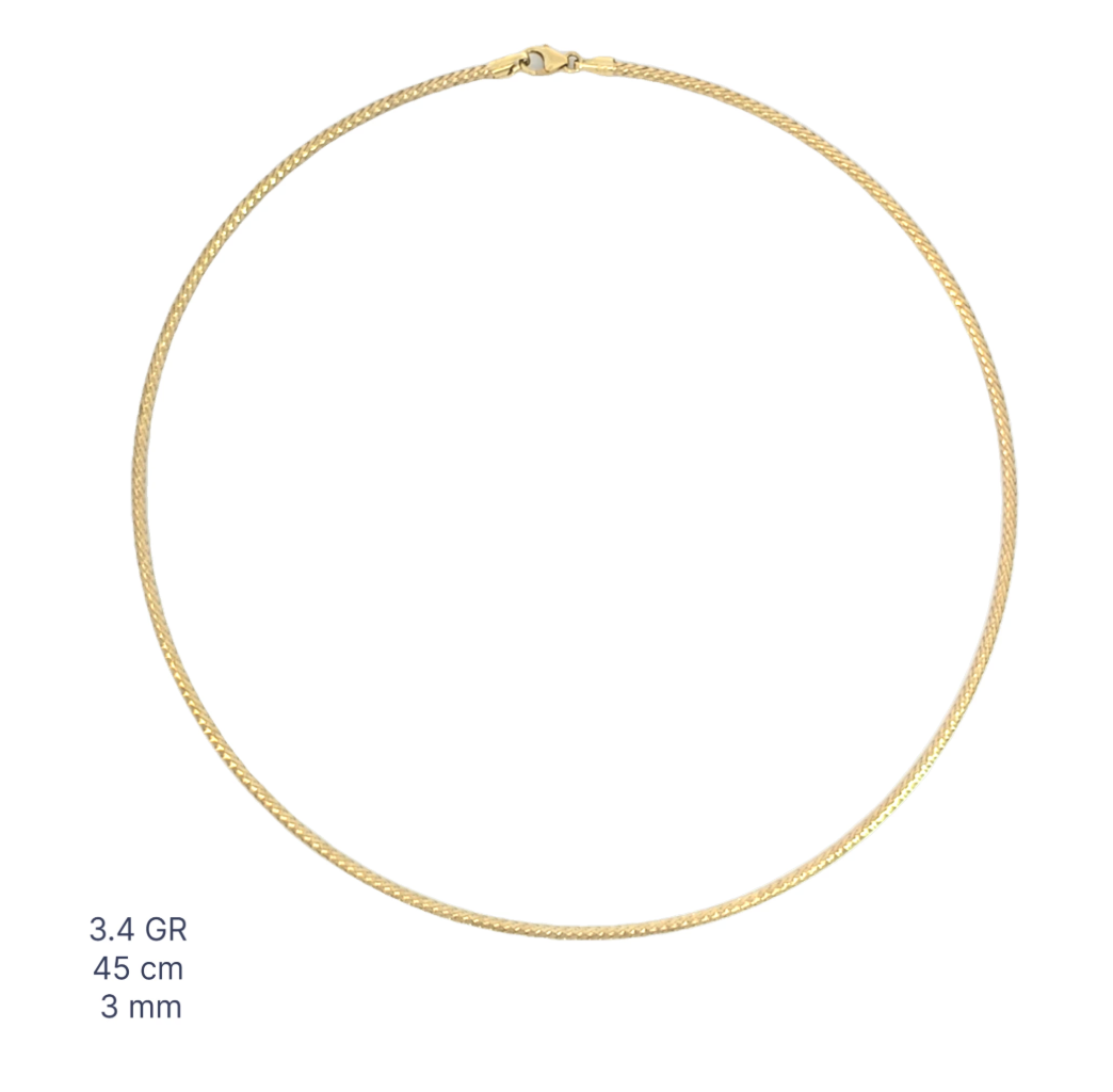 Gargantilla tejido omega, 45 cm, oro 10k