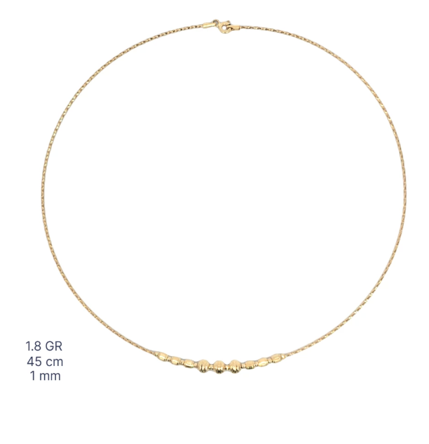 Gargantilla con bolita-palito diamantado, 45 cm, oro 10k