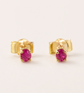 Aretes Topo con Rubí y Diamante, Oro 14K