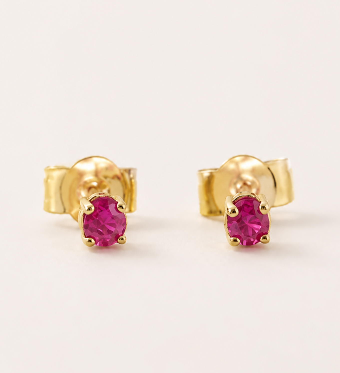 Aretes Topo con Rubí y Diamante, Oro 14K