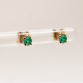 Aretes Topo con Esmeralda y Diamante, Oro 14K