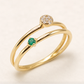 Anillo Doble con Esmeralda y Diamantes, Oro 14K
