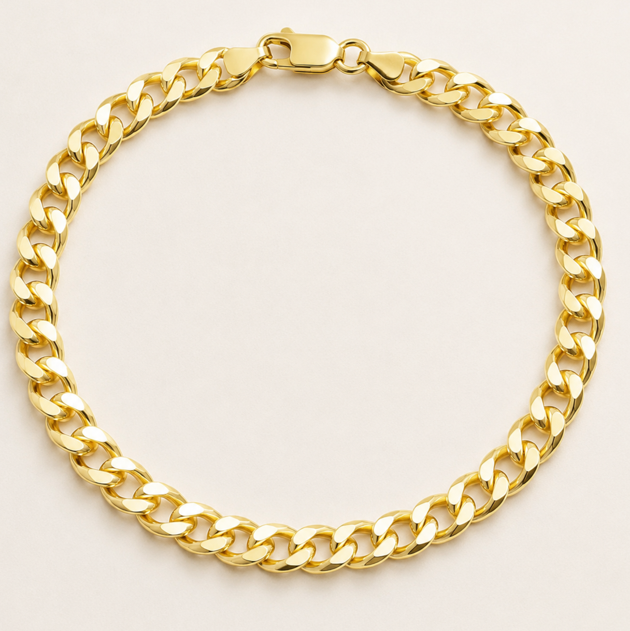 Pulsera Cubana Maciza 6mm, Oro 10K