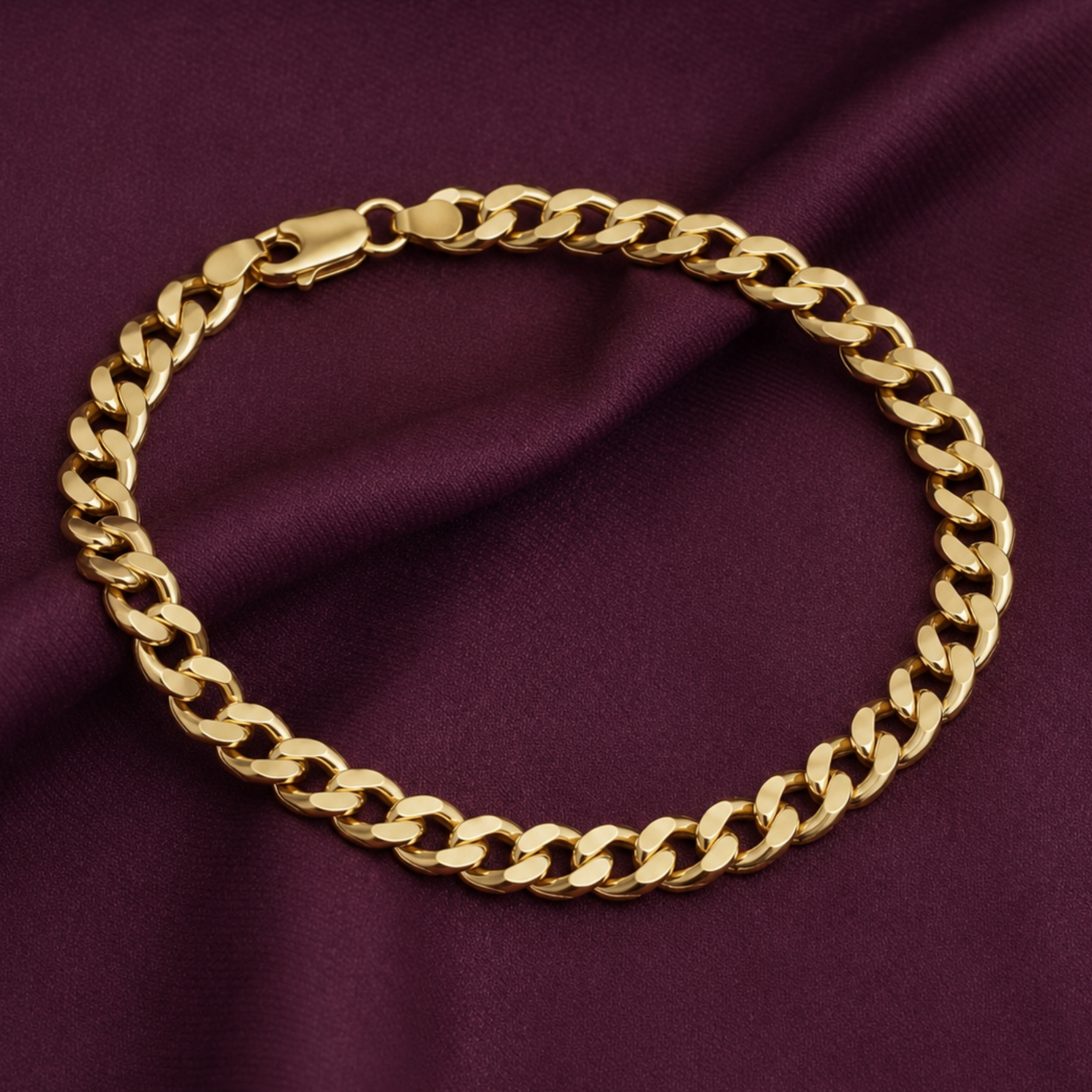 Pulsera Cubana Maciza 6mm, Oro 10K