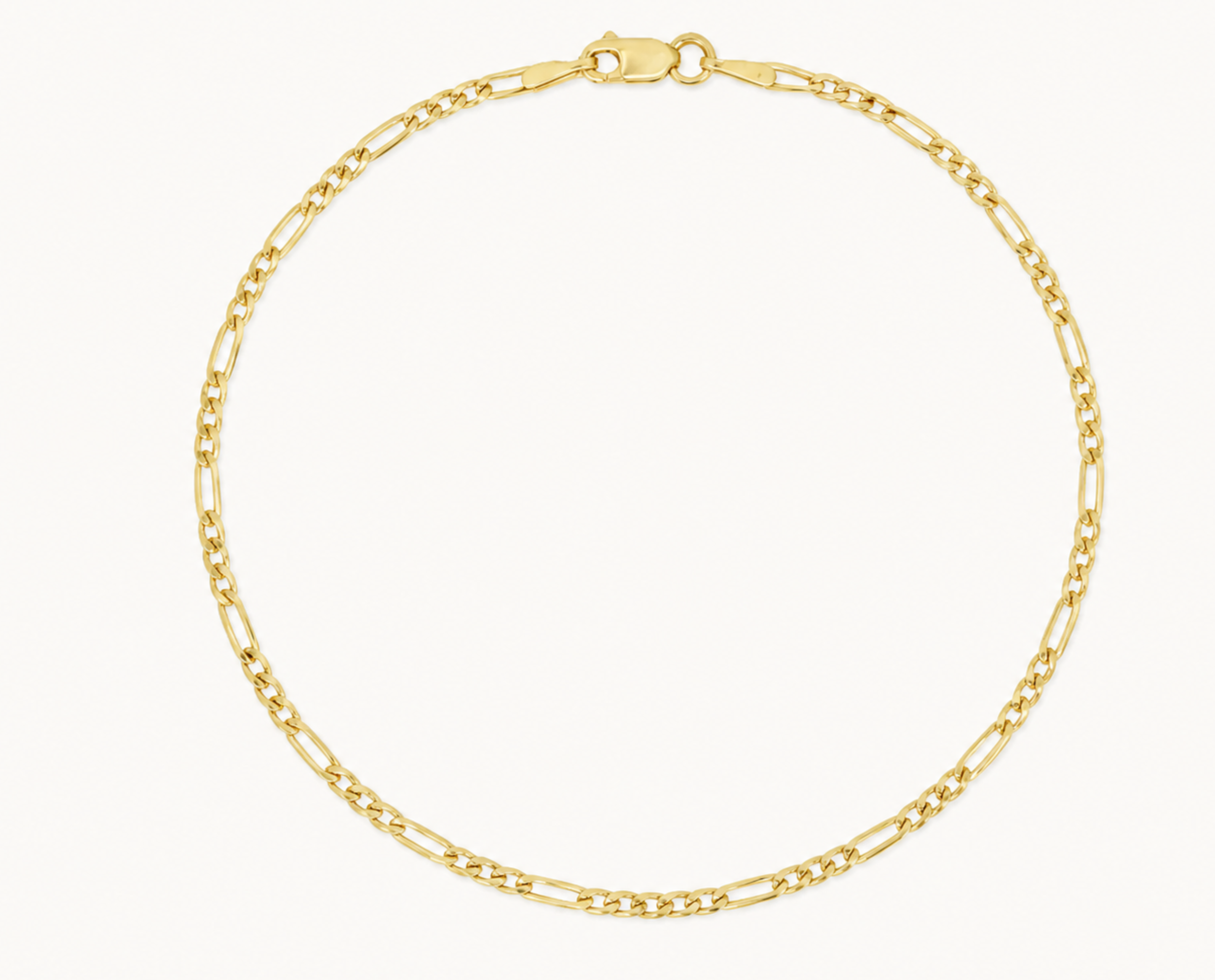 Pulsera Fígaro Maciza 2mm, Oro 10K